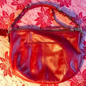 Red leather coach purse